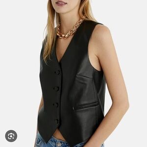Zara boxy black Leather Vest